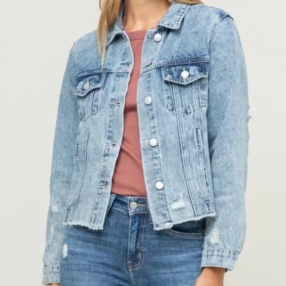 Vervet by Flying Monkey Acid Wash Distressed Classic Jacket - size XS - Picture 2 of 4